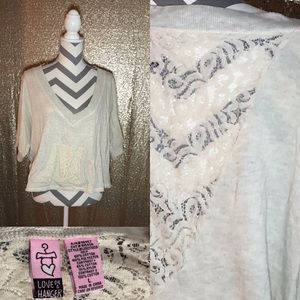 Love on a Hanger lace crop sweatshirt